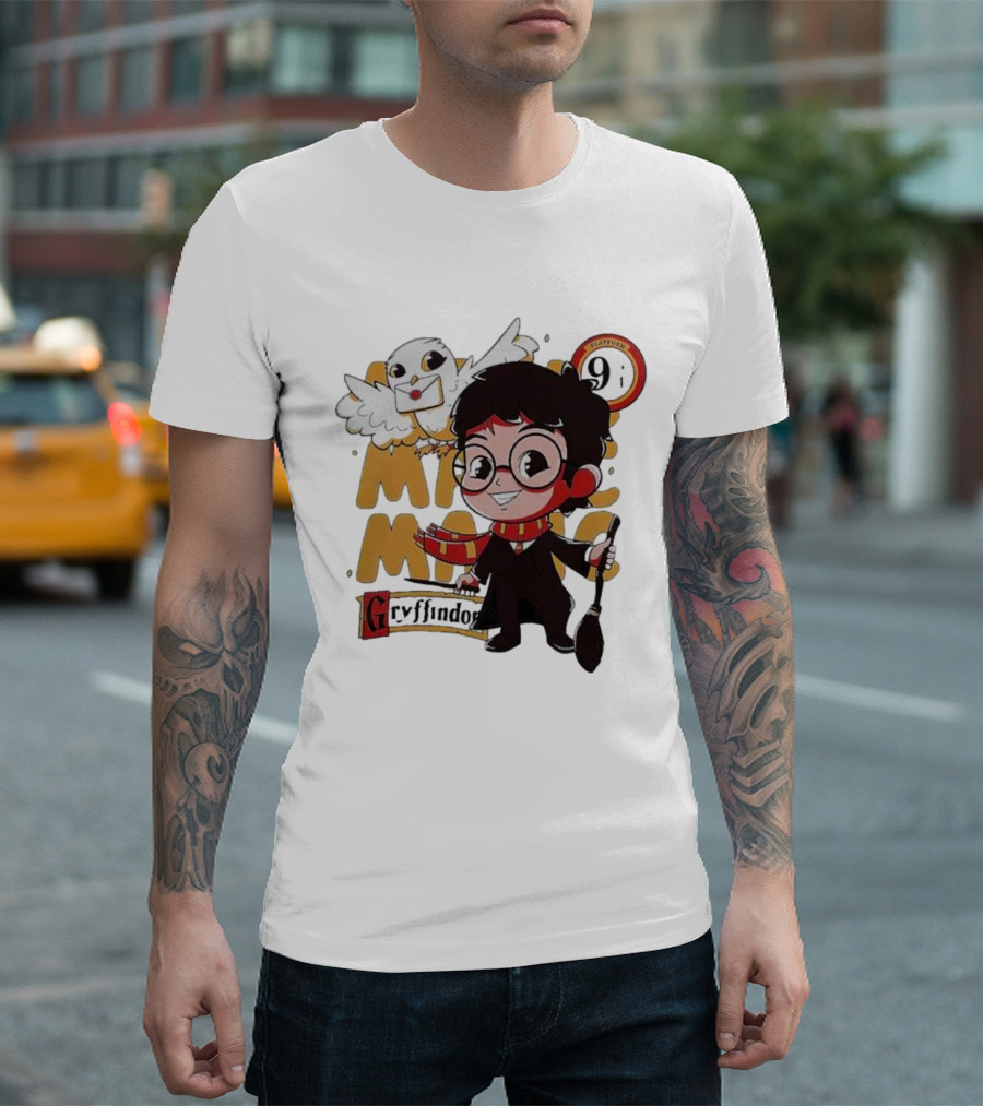 Quality Magic Boy Gryffindor Platform 9¾ Owl Wizard T-Shirt
