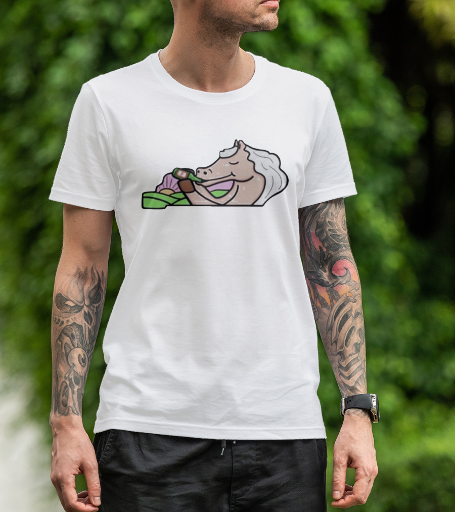 Strange Planet Kentucky Horse Relaxing With Drink T-Shirt