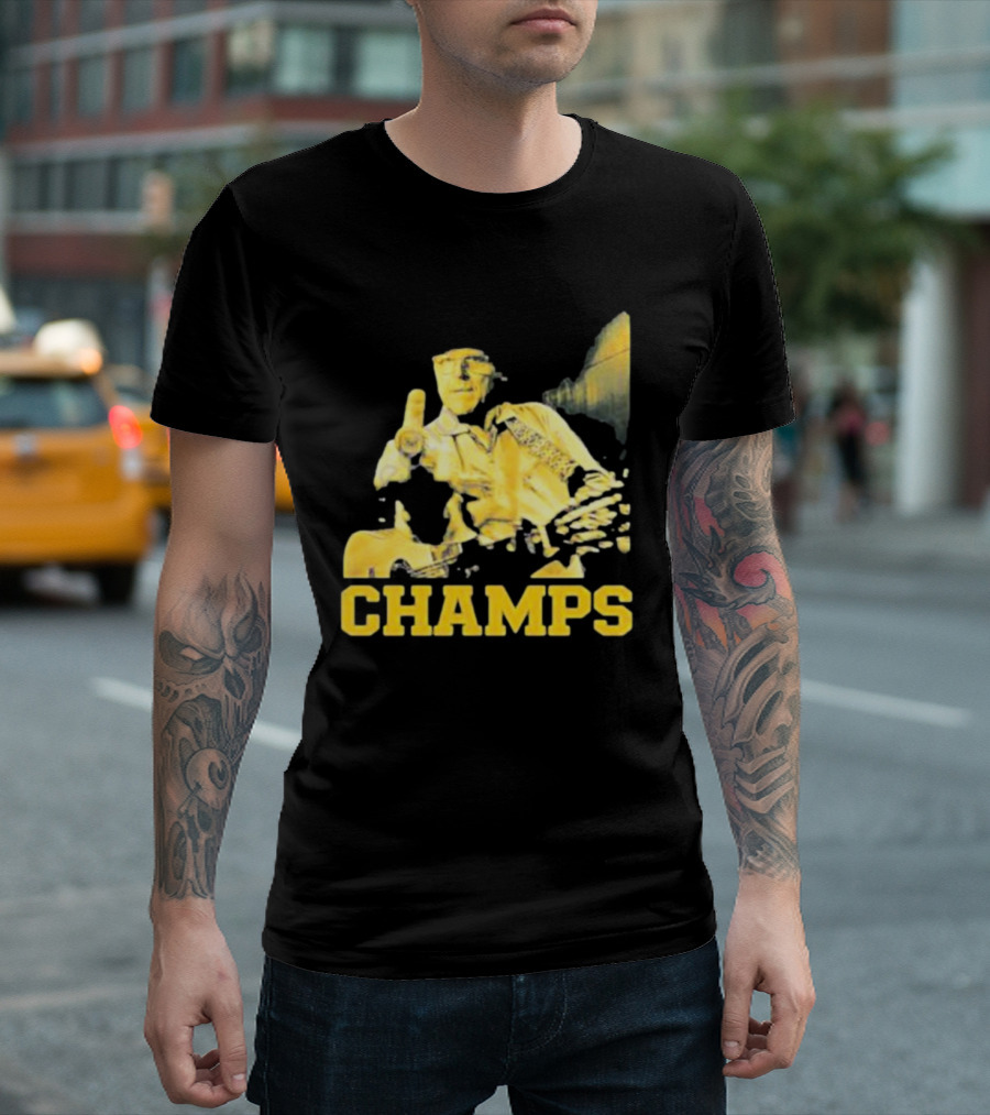Taylor Lewan Champs Yellow Guitar Western T-Shirt