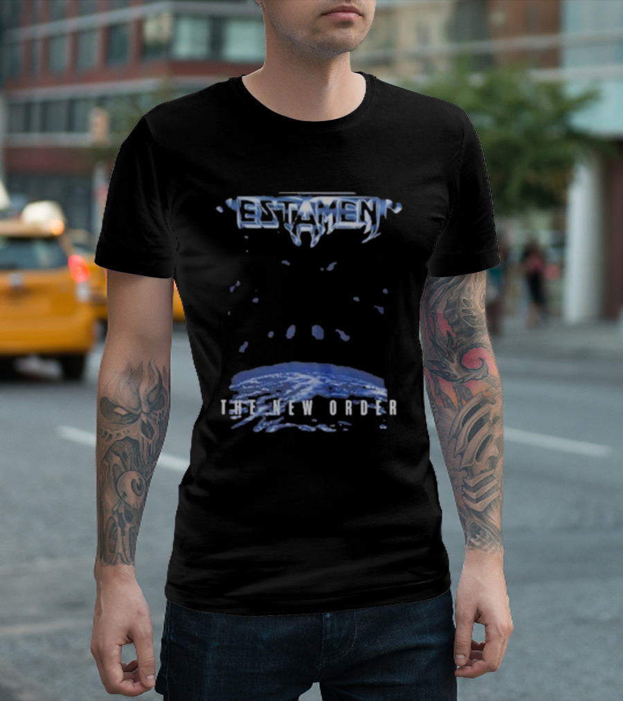 Testament The New Order Album Cover Art Blue Earth and Liquid Drops T-Shirt