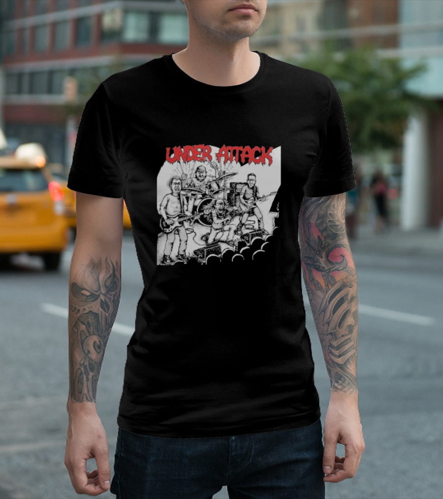 Under Attack Live Cartoon Band Performance Scene T-Shirt
