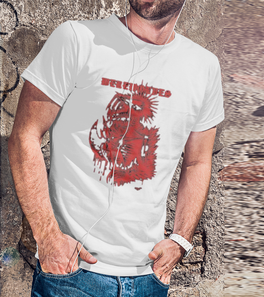 Werewolves Death Metal Red Skeleton Creature T-Shirt