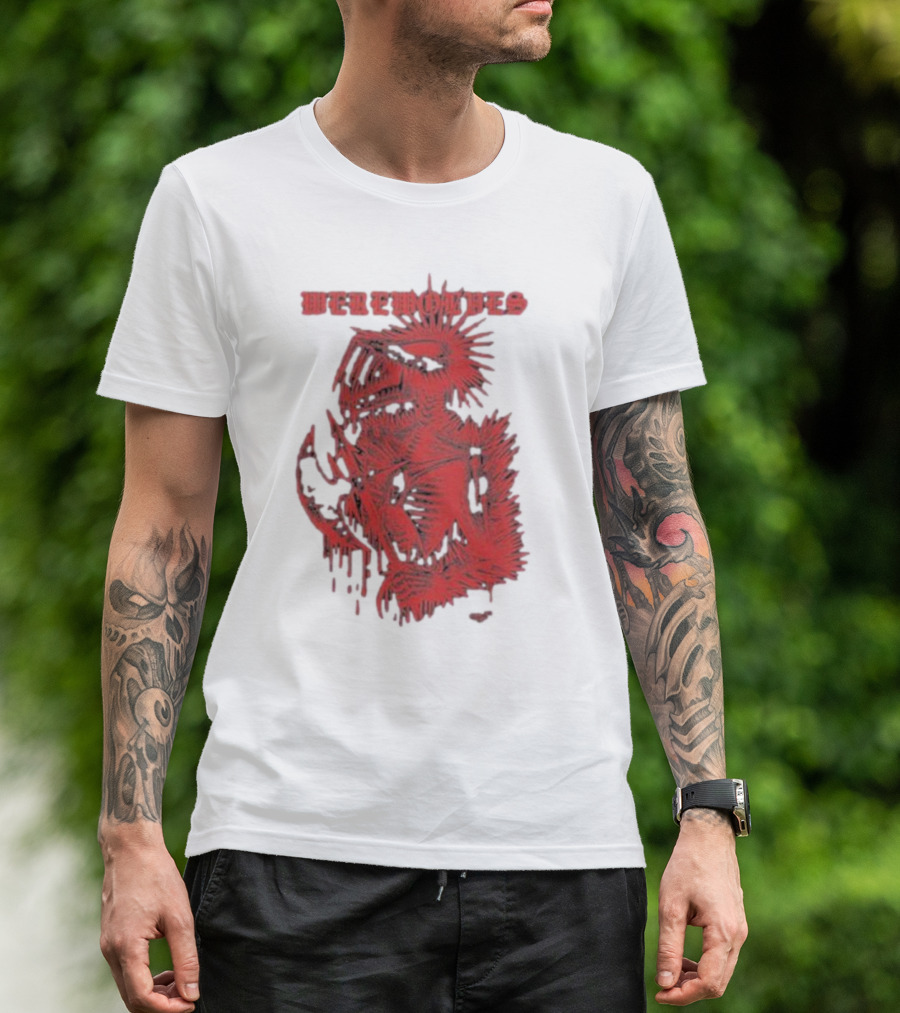 Werewolves Death Metal Red Skeleton Creature T-Shirt