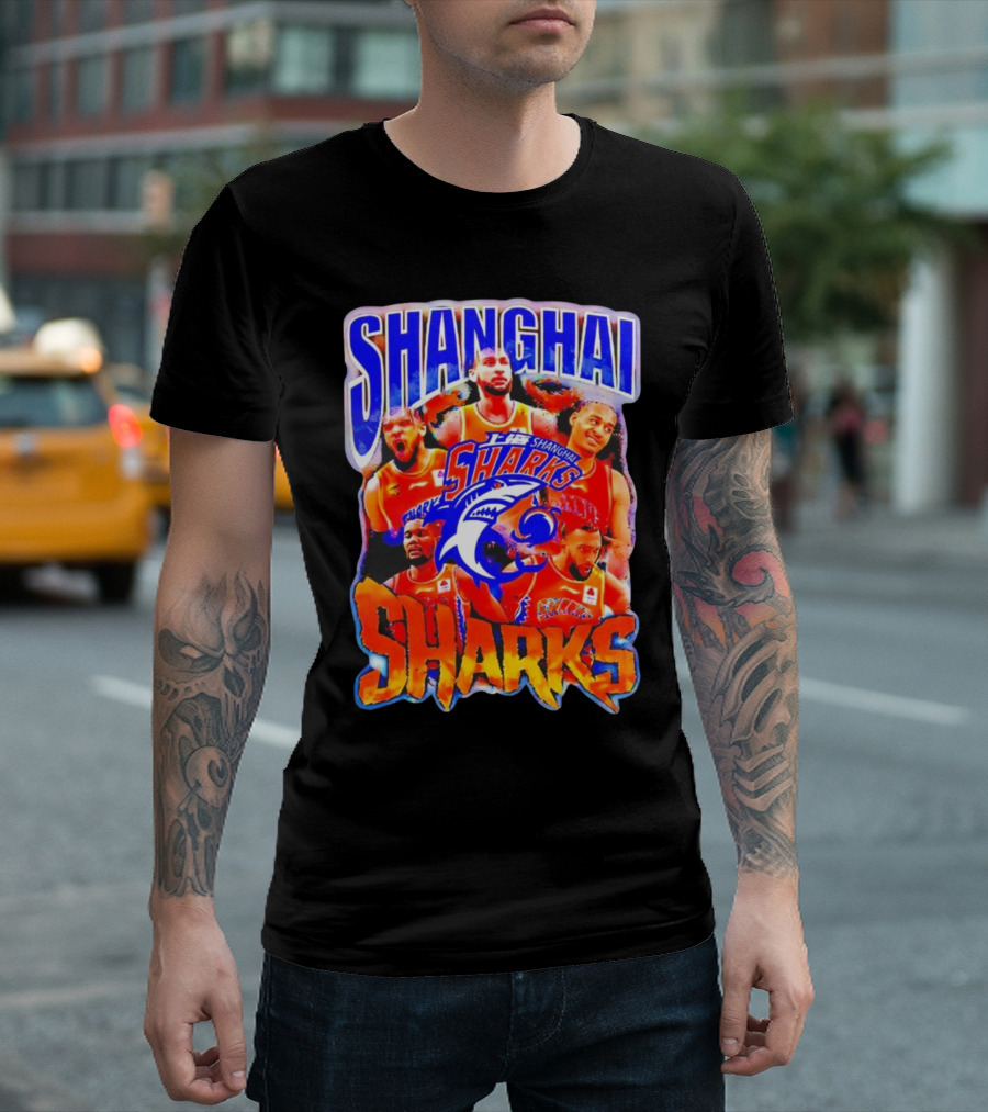 Shanghai Sharks Basketball Team Players Collage T-Shirt