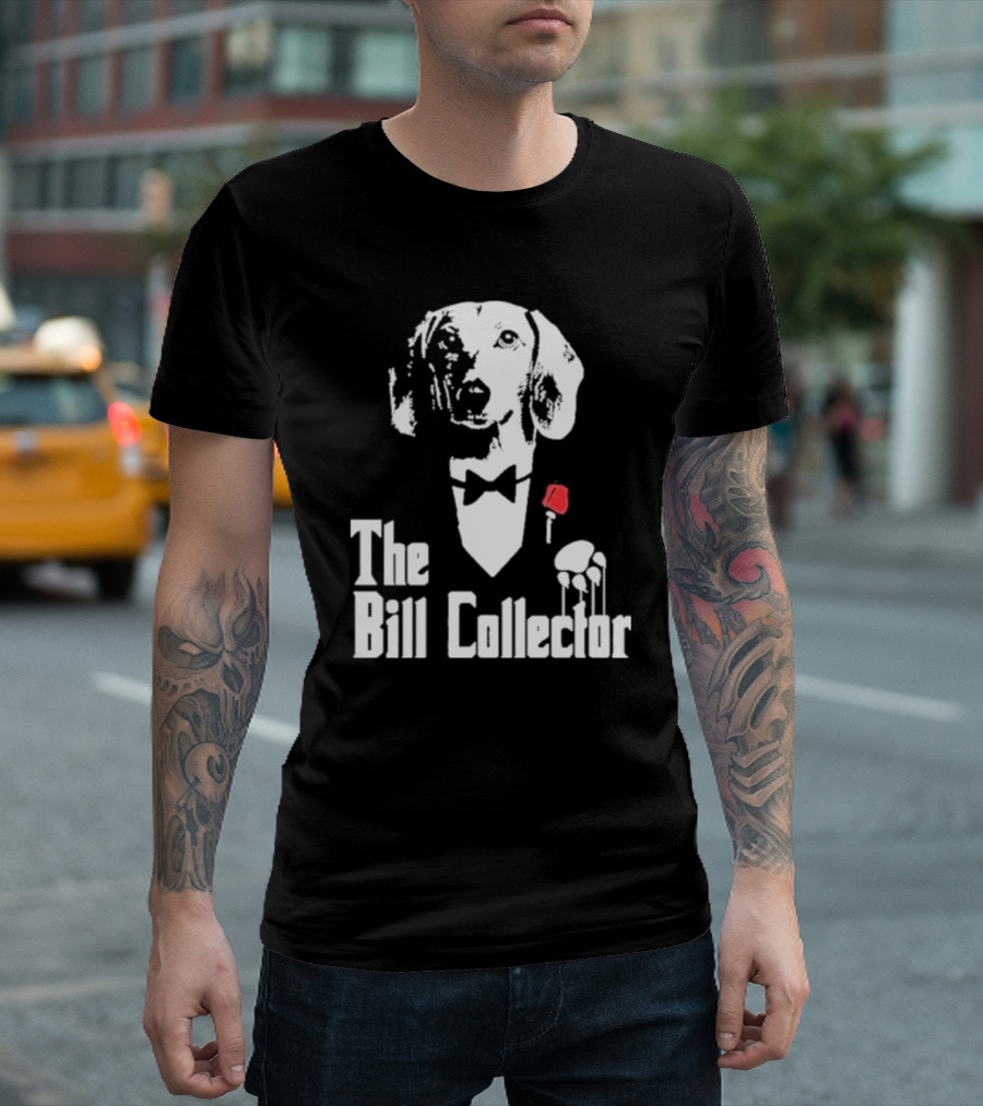 The Bill Collector Dog In Black Tie With Rose And Puppet Strings T-Shirt