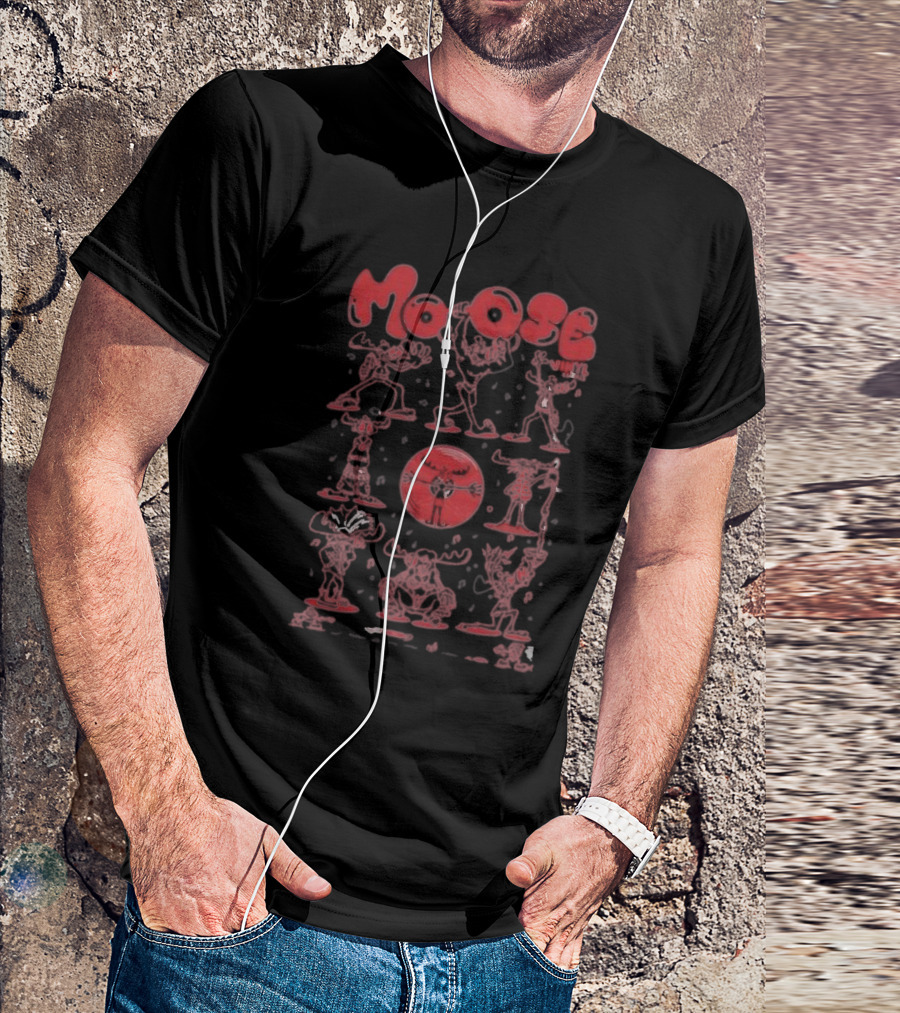 Moose Many Montys Red Characters And Circle T-Shirt