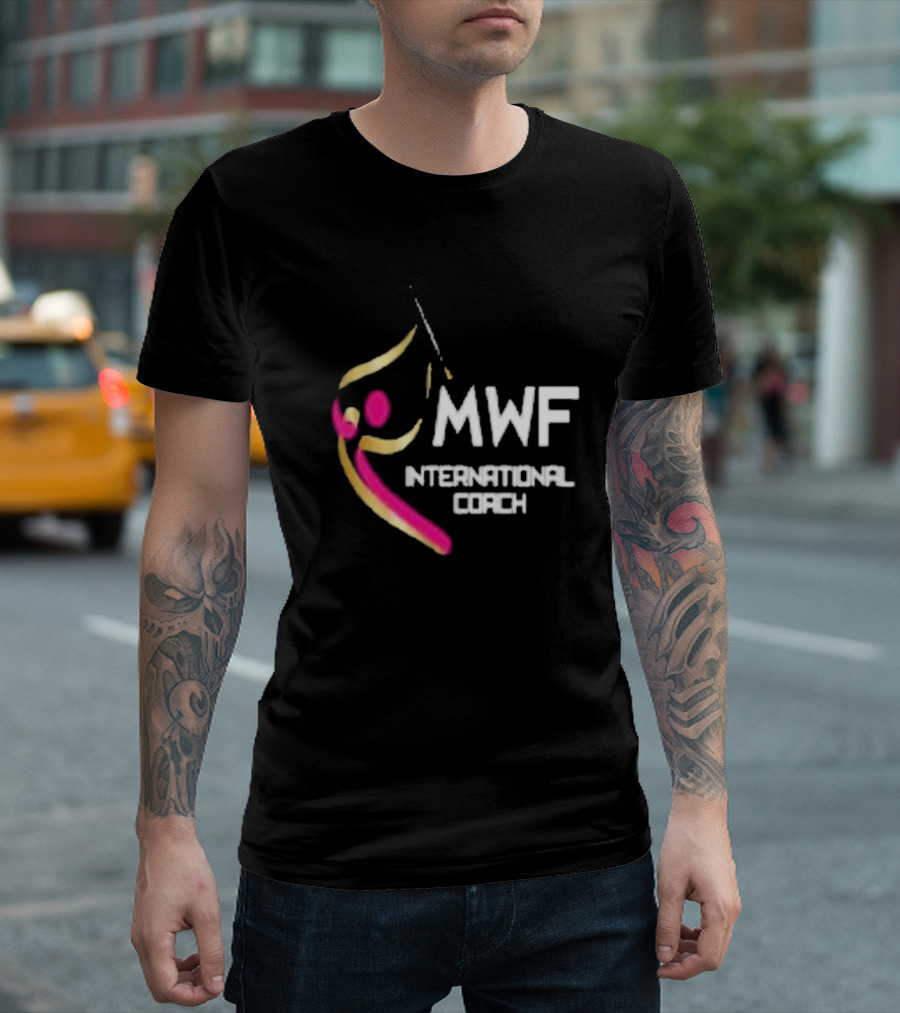 MWF International Coach Logo With Colorful Athletic Figure T-Shirt