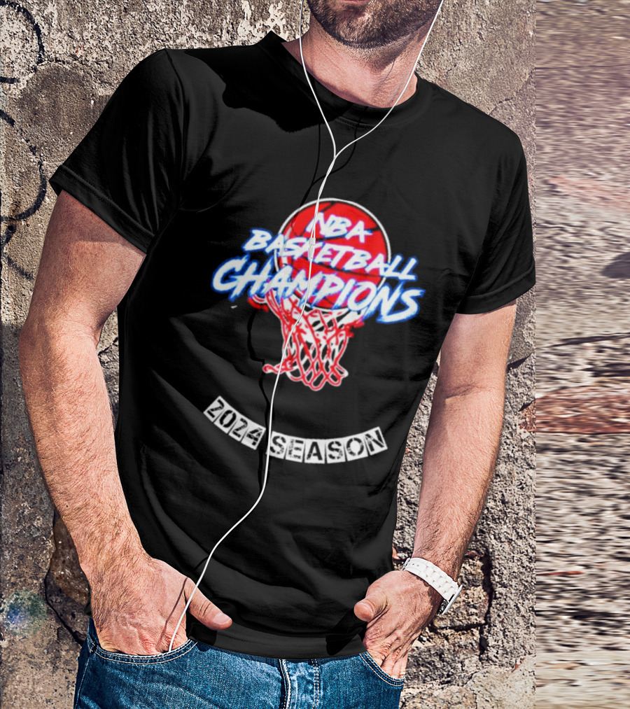NBA Basketball Champions 2024 Season Champions Iconic Hoop T-Shirt