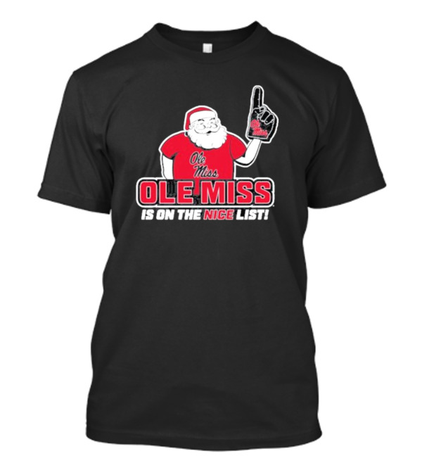 Ole Miss Santa On The Nice List Festive Sports Fan T-Shirt
