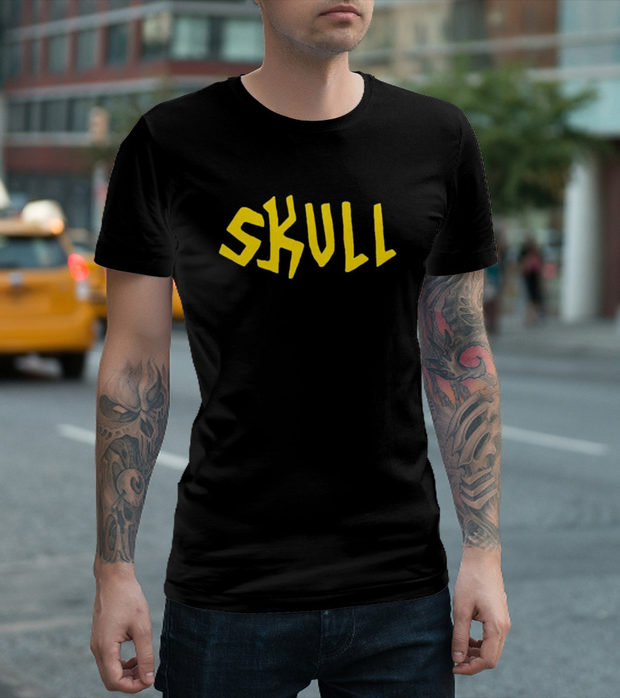Beavis and Butthead Skull Text Yellow T-Shirt