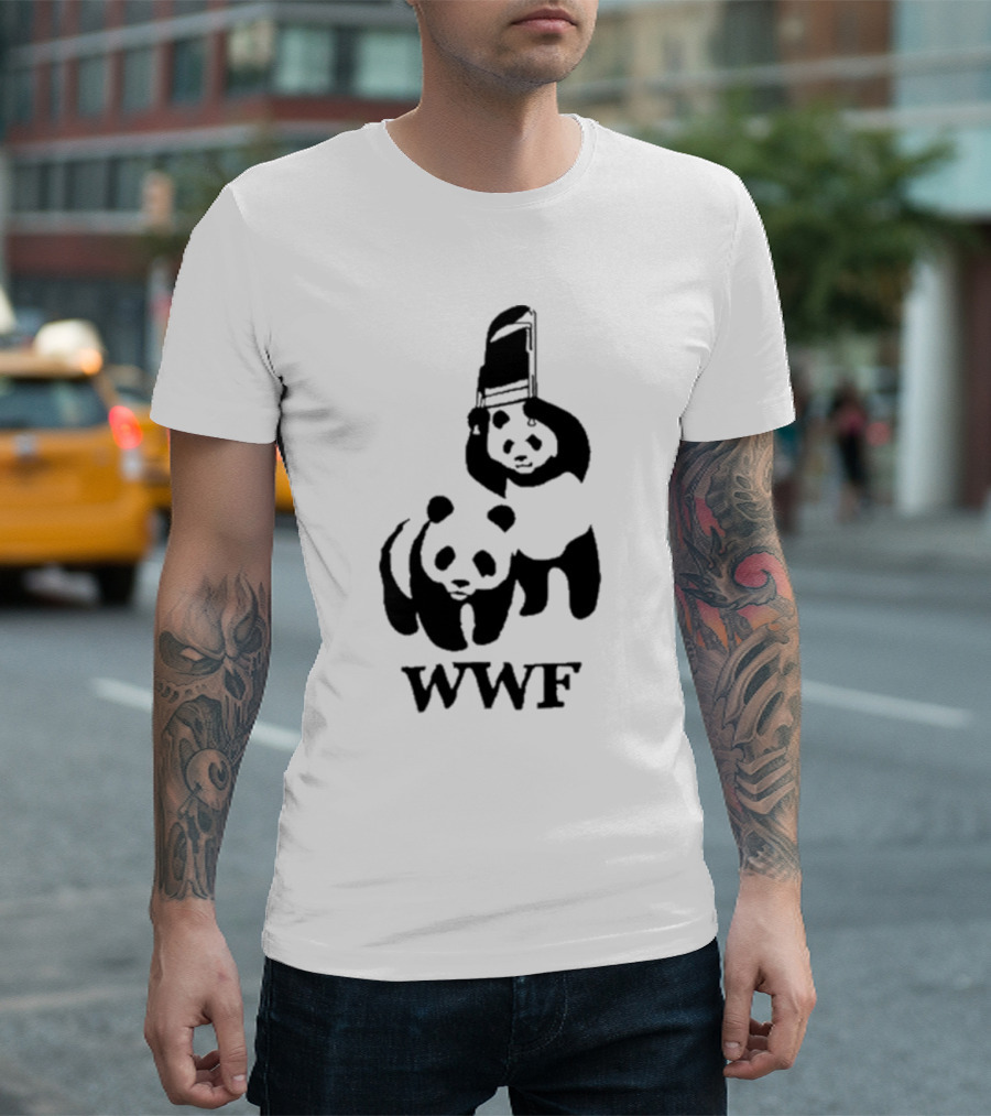 WWF Panda Fight Chair Wrestling T-Shirt