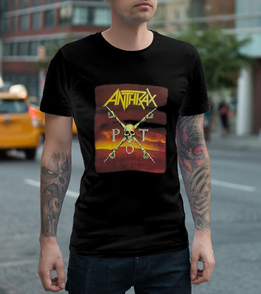 Anthrax Persistence Of Time 1990 Tour Skull and Clock T-Shirt