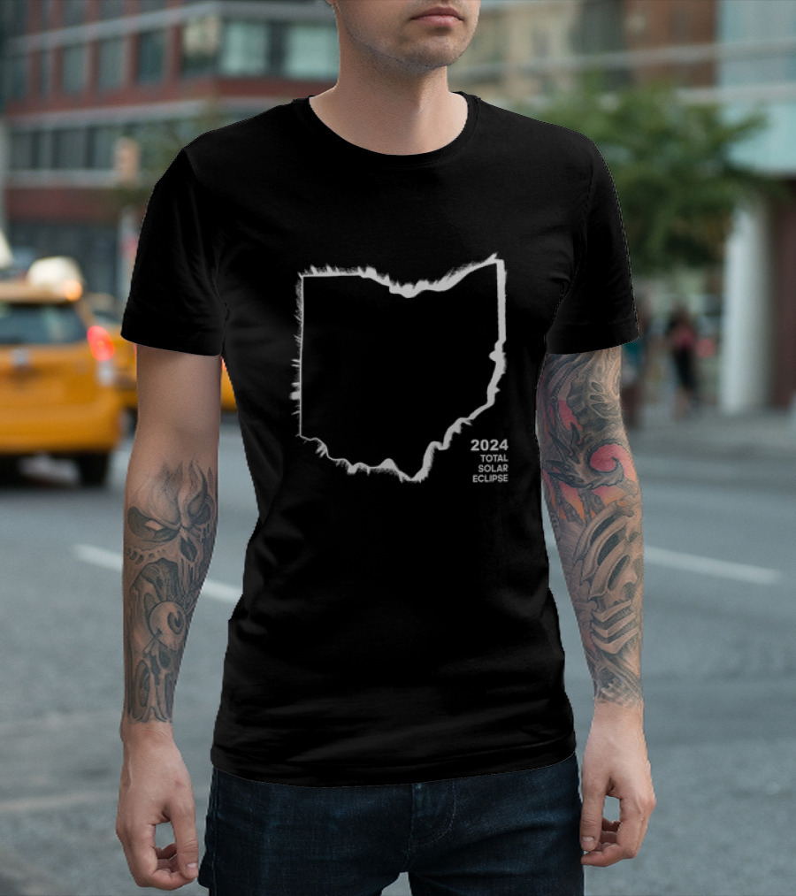 Ohio 2024 Total Solar Eclipse Silhouette Cincyshirt T-Shirt