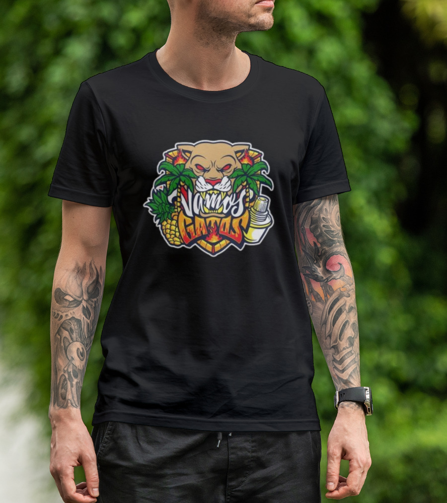 Florida Panthers Vamos Gatos Tropical Style 2024 Champions T-Shirt