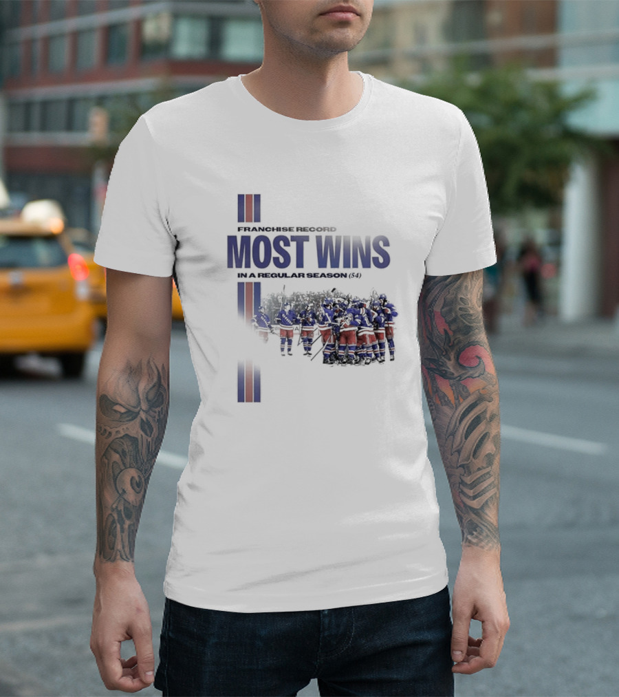 Franchise Record Most Wins in a Regular Season (54) New York Rangers T-Shirt