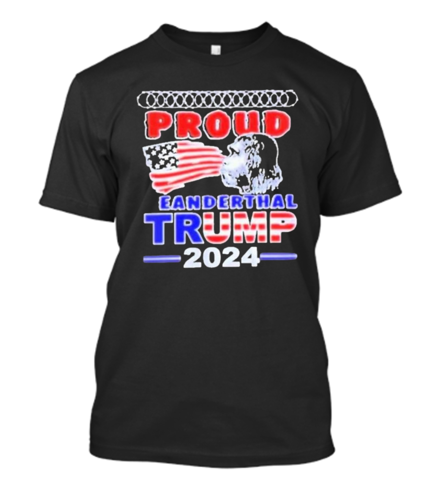 Proud Neanderthal Trump 2024 American Flag T-Shirt