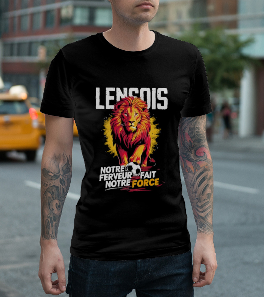 Lensois Notre Ferveur Fait Notre Force Lion and Soccer Ball Iconic T-Shirt