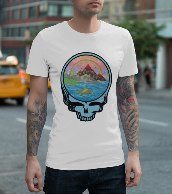 Grateful Dead Aloha Earth Day Volcano Skull Rainbow Turtle T-Shirt