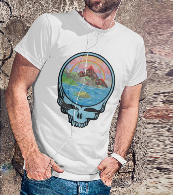 Grateful Dead Aloha Earth Day Volcano Skull Rainbow Turtle T-Shirt