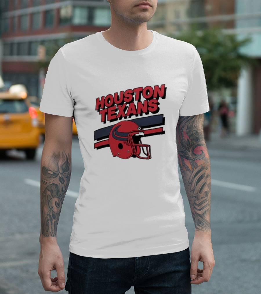 Houston Texans Vintage Helmet Stripes Retro Homage T-Shirt