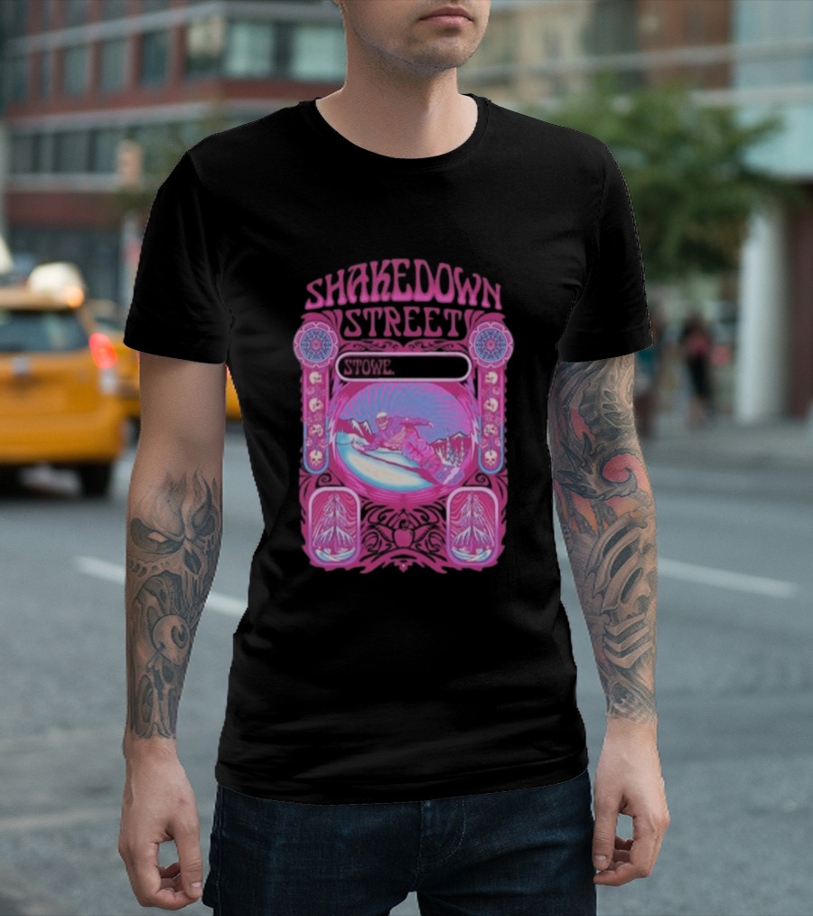 Shakedown Street Stowe Vermont Psychedelic Snowboarder Retro T-Shirt