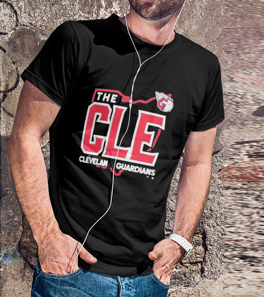 Cleveland Guardians The CLE 216 Map Logo Winged Baseball Emblem T-Shirt