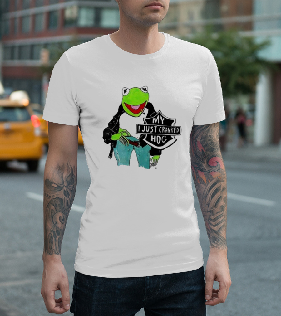 My I Just Cranked Hog Kermit Parody Biker Jacket T-Shirt