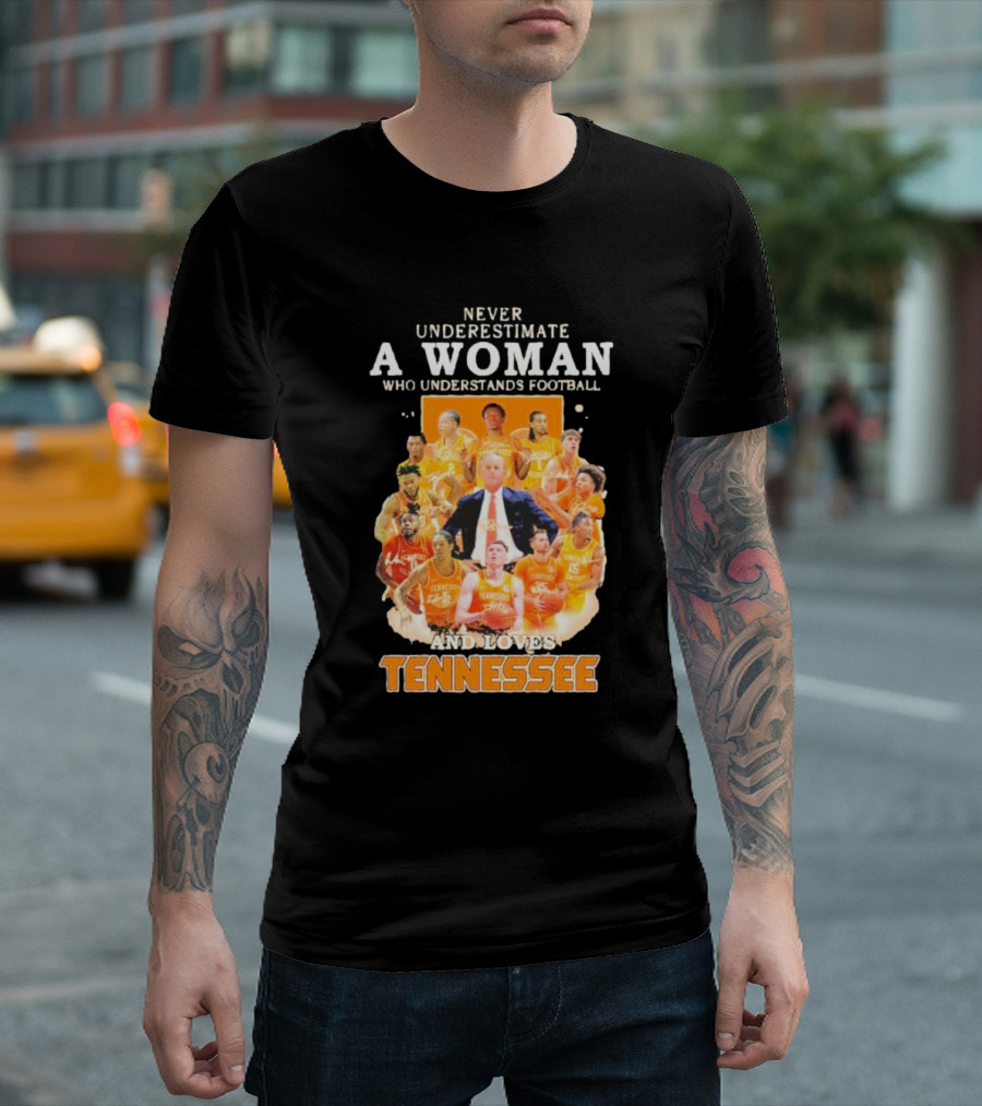 A Woman Who Understands Football and Loves Volunteer Tennessee Men's Basketball 2024 Season Signatures T-Shirt