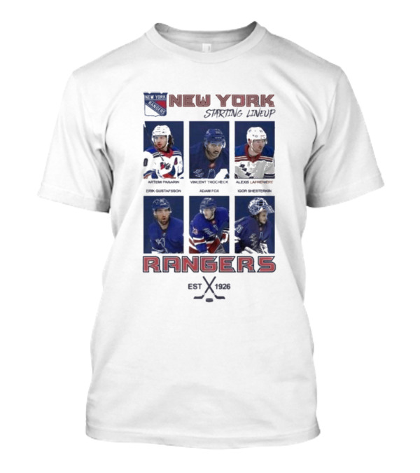 New York Rangers Starting Lineup Established 1926 Hockey Cards T-Shirt
