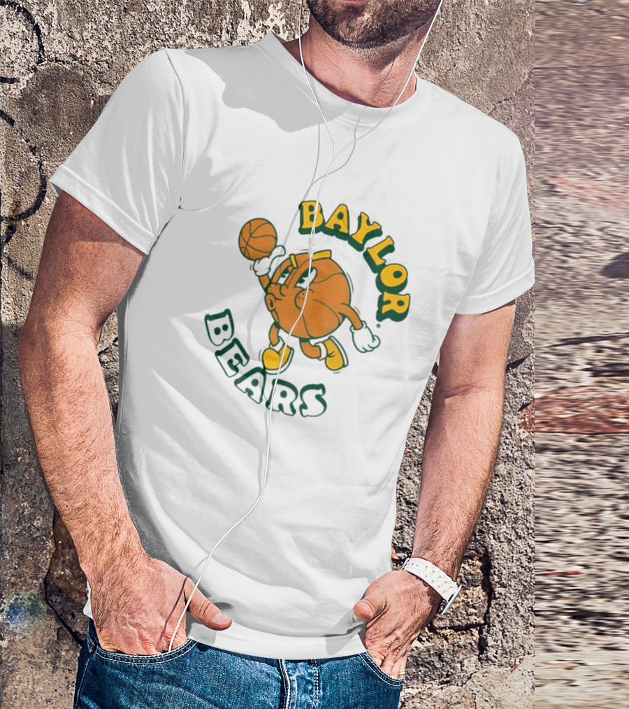 Baylor Bears Basketball Vintage Cartoon Logo Youth Green T-Shirt