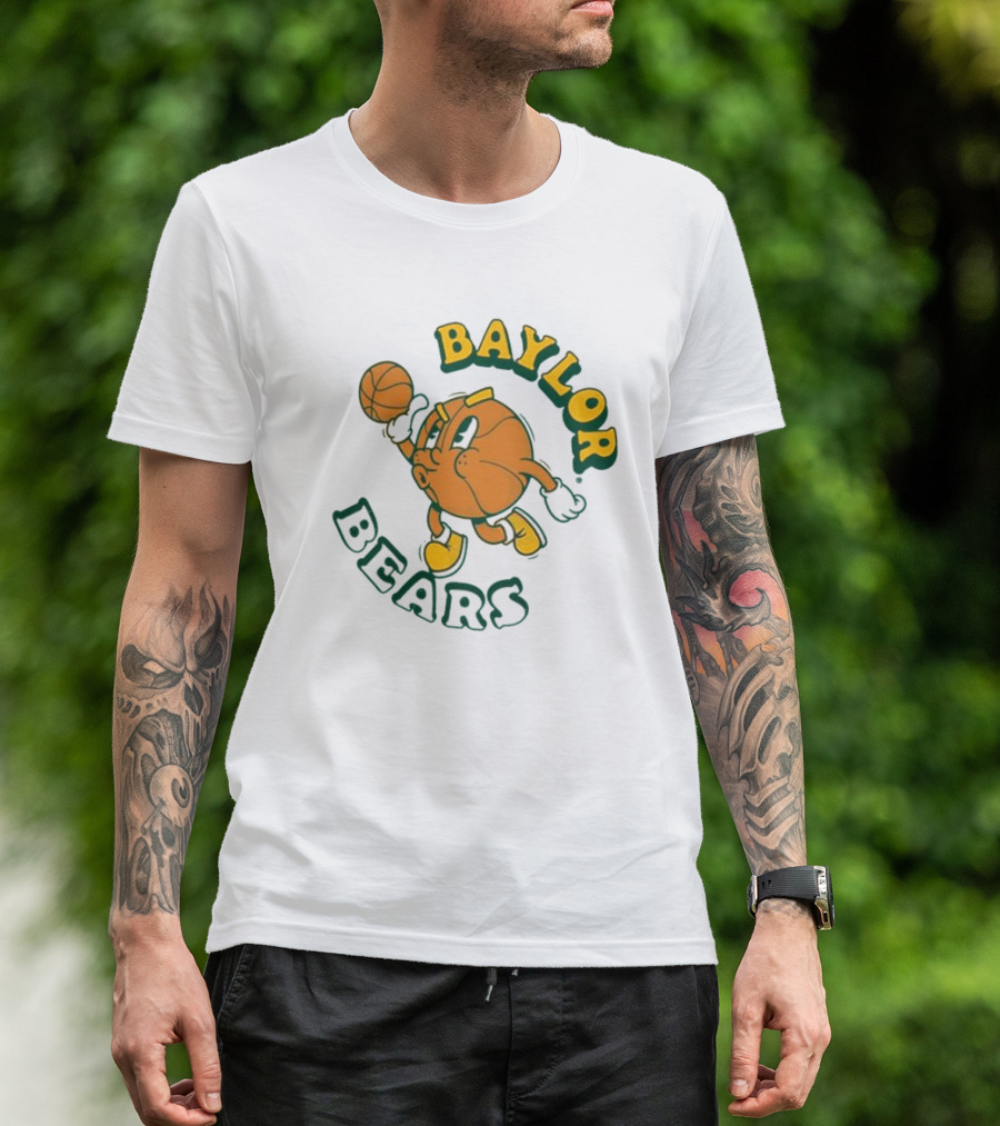 Baylor Bears Basketball Vintage Cartoon Logo Youth Green T-Shirt