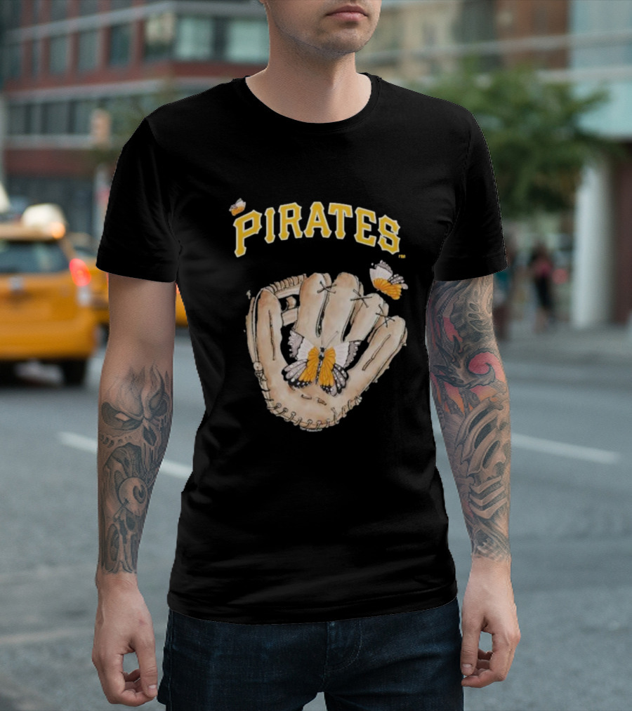 Pittsburgh Pirates Toddler Butterfly Baseball Glove Tiny Turnip T-Shirt