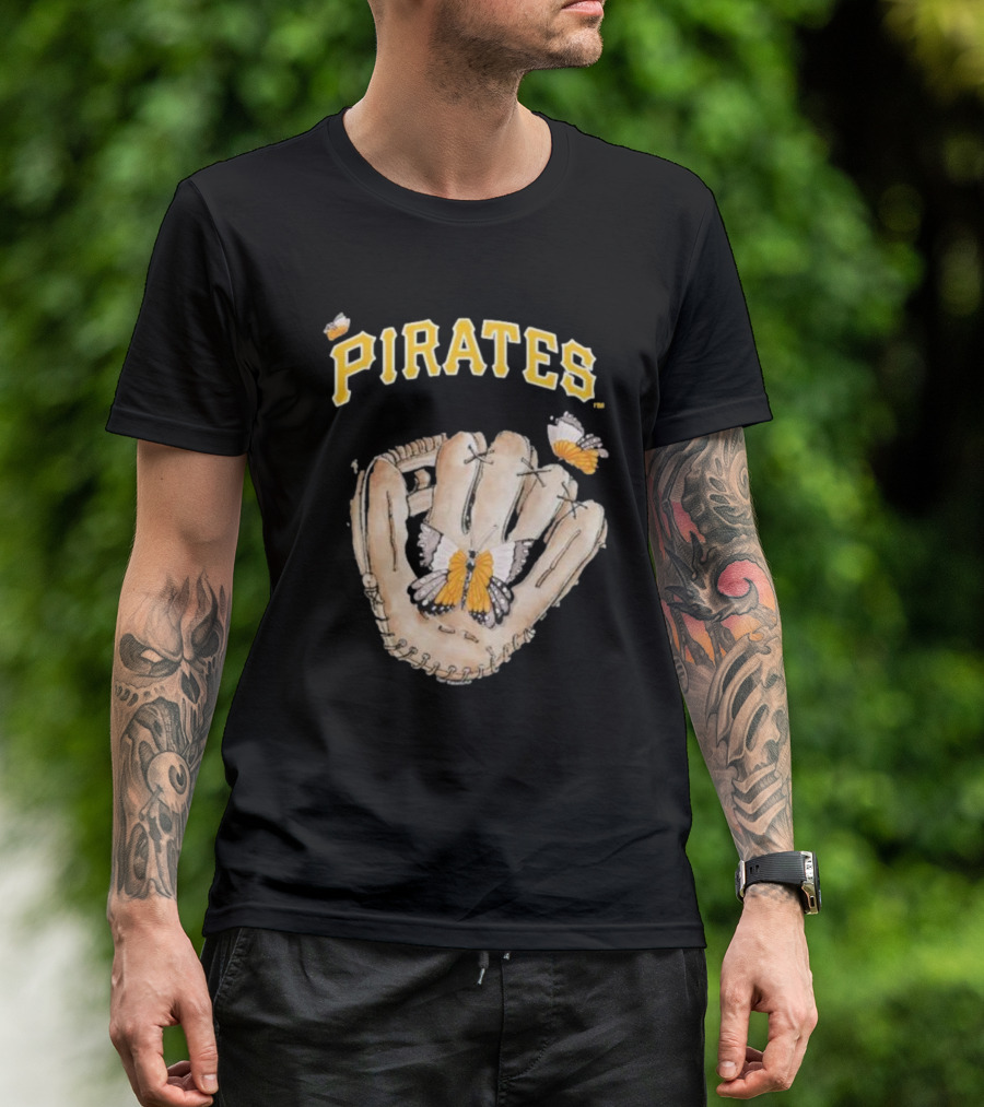 Pittsburgh Pirates Toddler Butterfly Baseball Glove Tiny Turnip T-Shirt