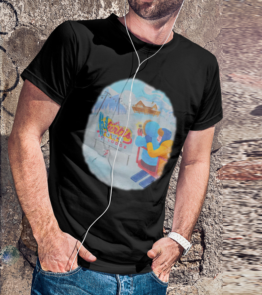 Kurtis Town Ski Lodge Winter Scene Chairlift Adventure T-Shirt