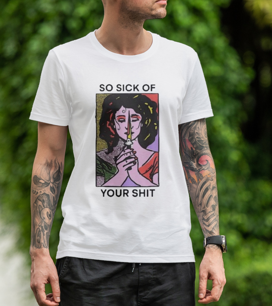 So Sick Of Your Shit Woman Holding Knife Colorful Pop T-Shirt