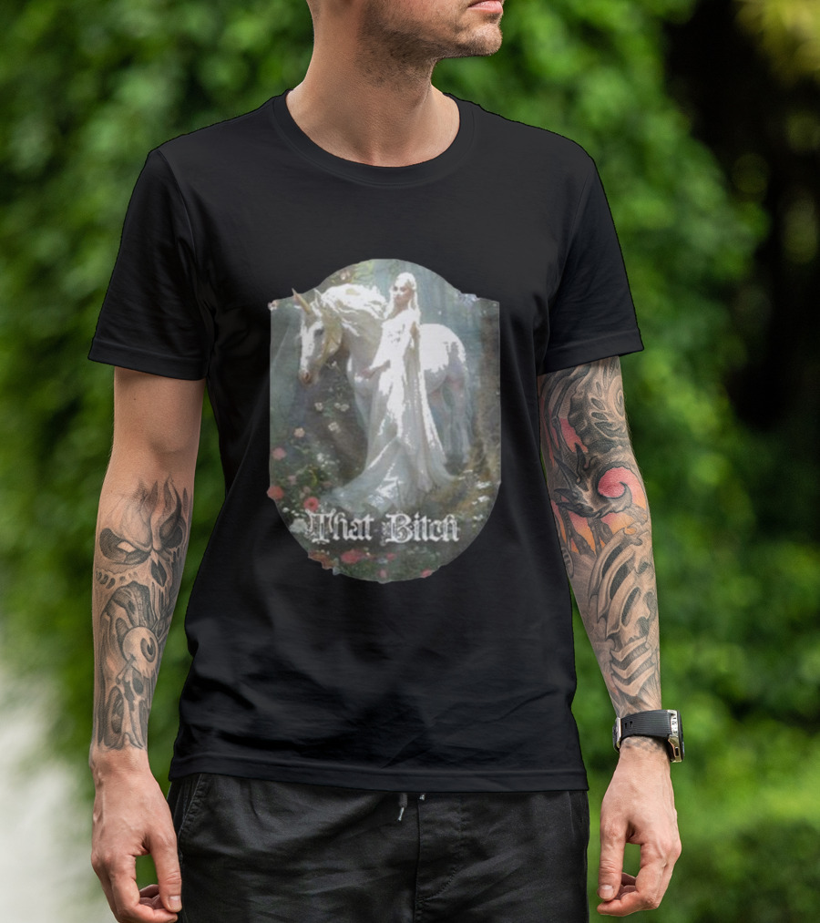 That Bitch Medieval Fantasy Unicorn Ethereal Woman In Forest T-Shirt