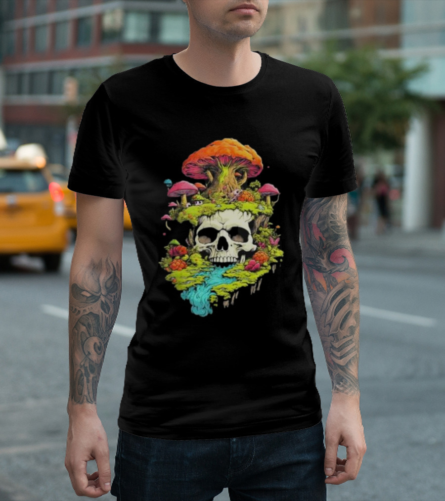 Joe Bartolozzi Life In Death 2024 Skull Forest Mushrooms T-Shirt