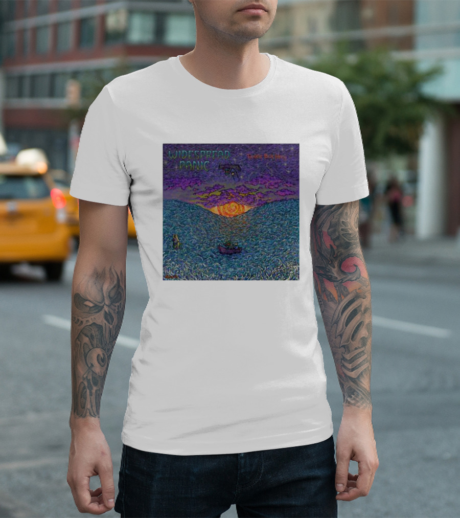 Widespread Panic Tackle Box Hero Psychedelic Sunset Ocean Scene T-Shirt