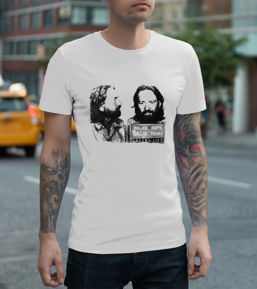 Willie Nelson Police Dept Texas Mugshot Profile T-Shirt