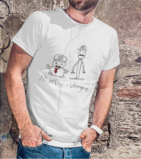 Marty And Weegee Parody Characters With Hats And Mustaches T-Shirt