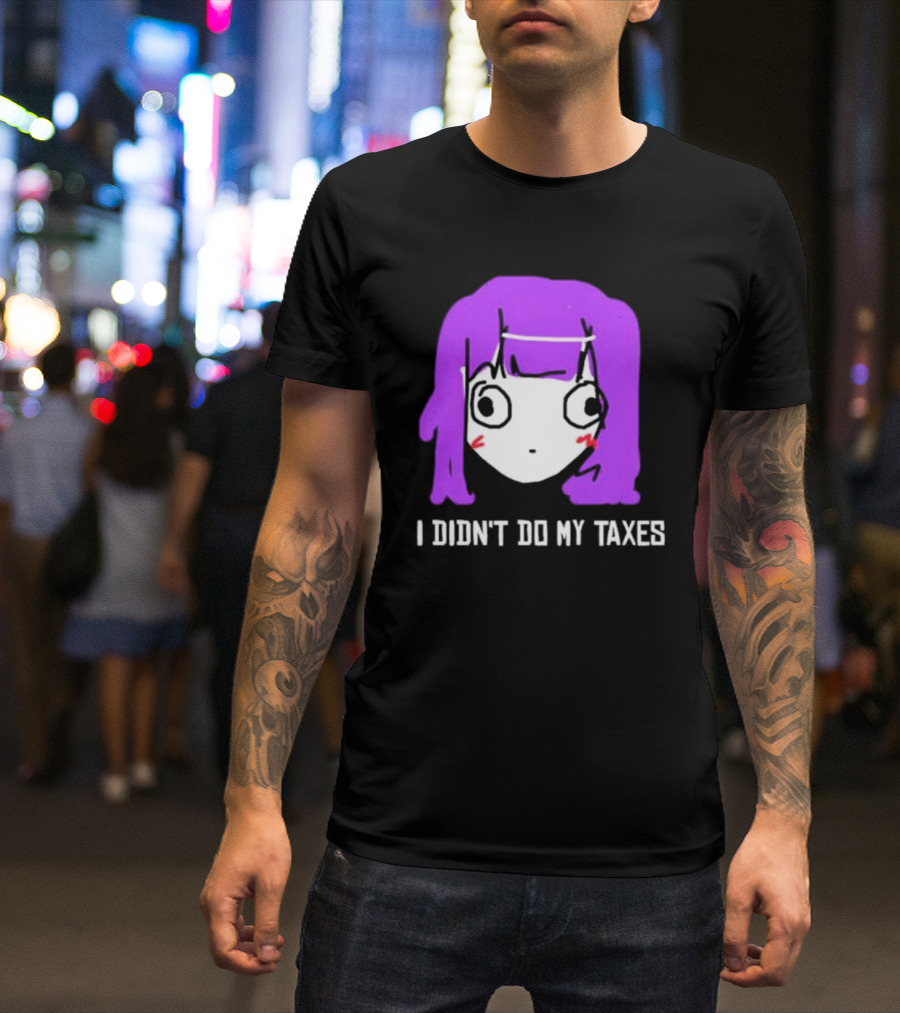 Jusagi Chan I Didn’t Do My Taxes Anime Style Purple Hair Sketch T-Shirt