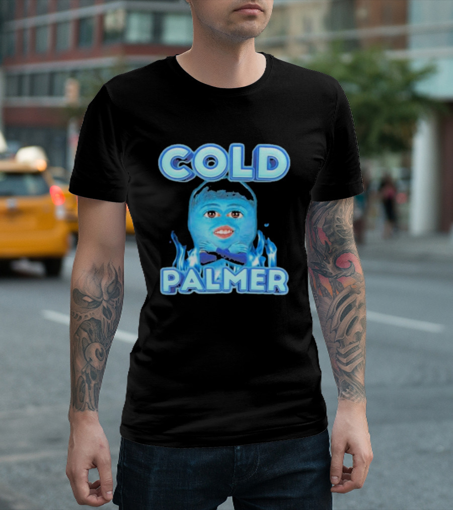 Cold Palmer Frozen Face with Blue Flames T-Shirt