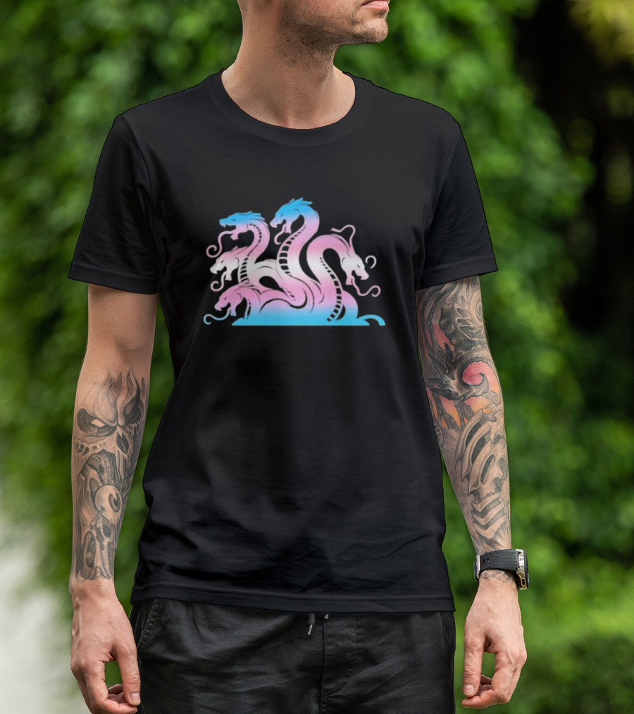 Multi Headed Hydra In Trans Pride Colors T-Shirt