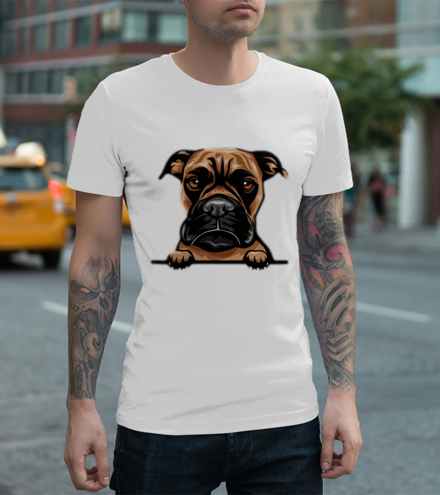 Animal Dog Boxer Peeking Kkmffeabfdyr Colorful T-Shirt