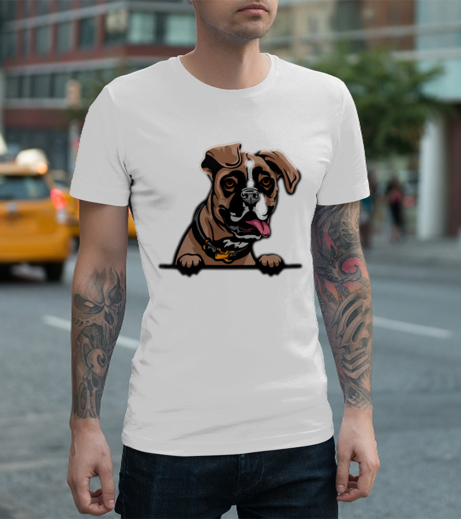 Animal Dog Boxer Peeking Colorful rg6h T-Shirt