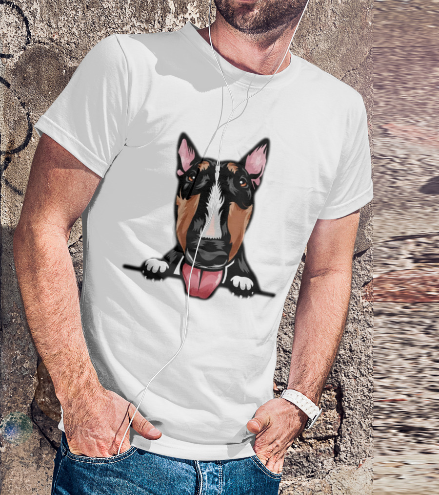 Animal Dog Bull Terrier Color Peeking T-Shirt