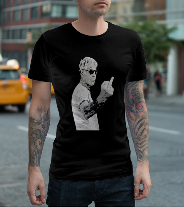 Anthony Bourdain Iconic Middle Finger Gesture T-Shirt