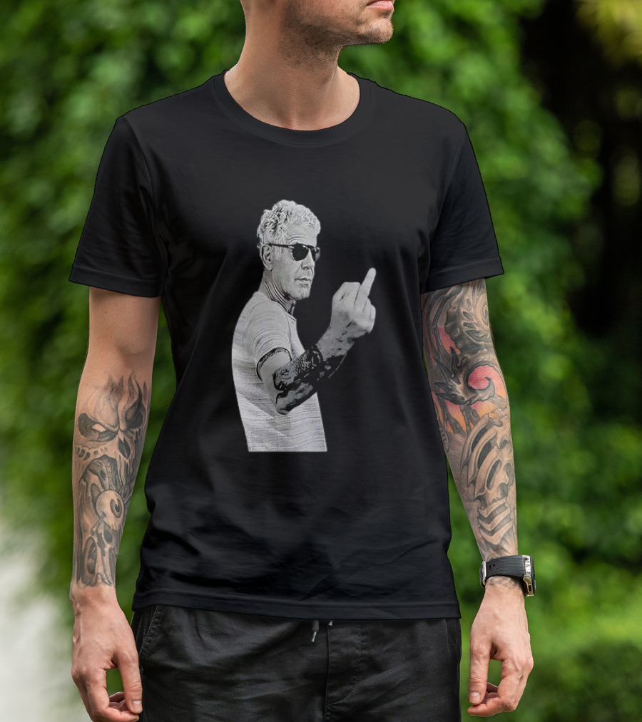 Anthony Bourdain Iconic Middle Finger Gesture T-Shirt