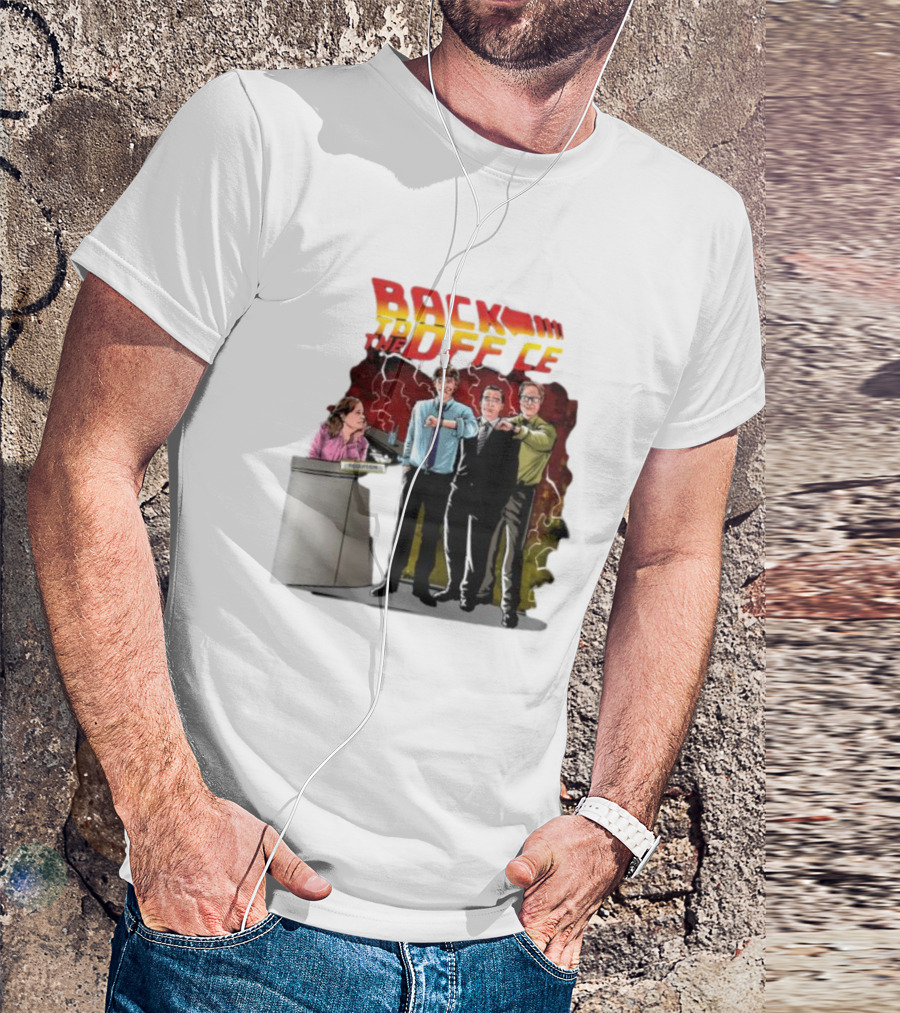 Back To The Office Men At Reception: Humorous Nostalgia With Lightning Burst T-Shirt