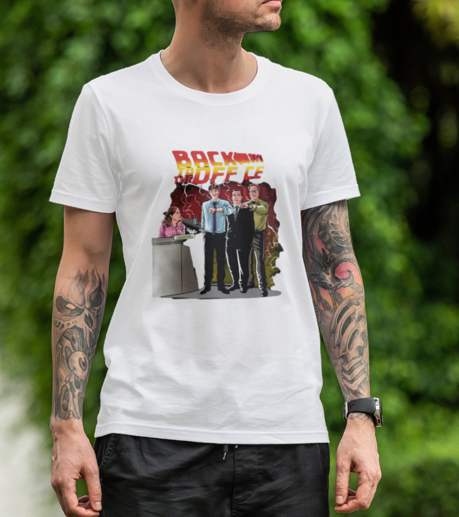 Back To The Office Men At Reception: Humorous Nostalgia With Lightning Burst T-Shirt